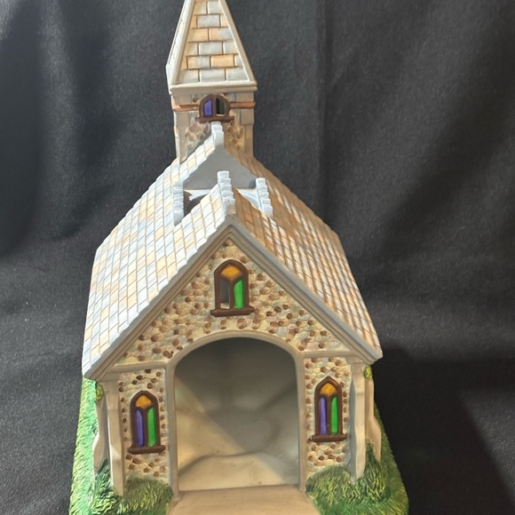 Partylite Olde World Village #2 Church Tealight Candle House Stained Glass - Picture 4 of 7